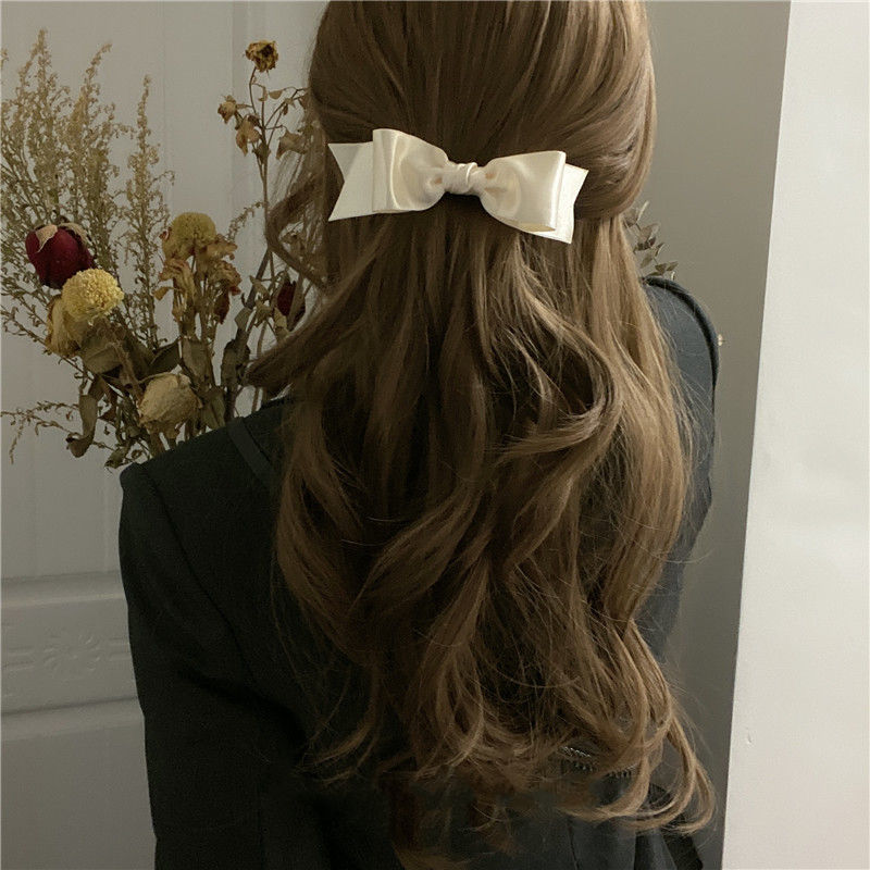 Original high-end French half-tie hair fugitive princess head bow hair clip side clip retro sweet head rope hair ring