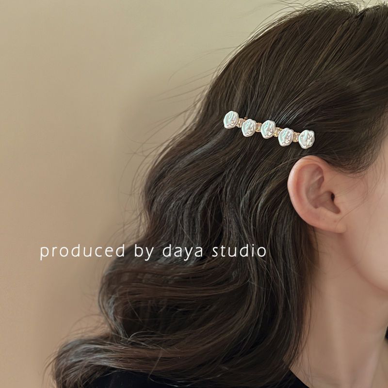 Princess Tea Party French Retro Pearl Zircon Hair Clip Hepburn Style Light Luxury High-end Design Bangs Side Clip