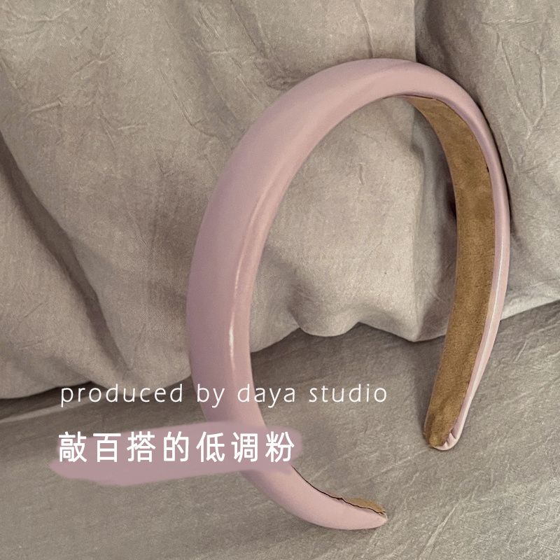Not picky skin powder high skull imitation leather face wash headband high-end sense temperament simple all-match hairpin headband