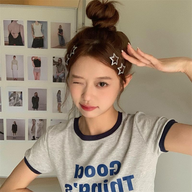 4pcs sweet cool galaxy fine sparkle star hair clip forehead broken hair side bangs clip BB clip hair accessories new female