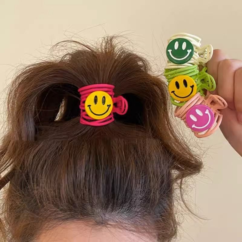 Vitality girl cute smiling face high ponytail hair clip headdress ins back head clip female 2023 new hair clip
