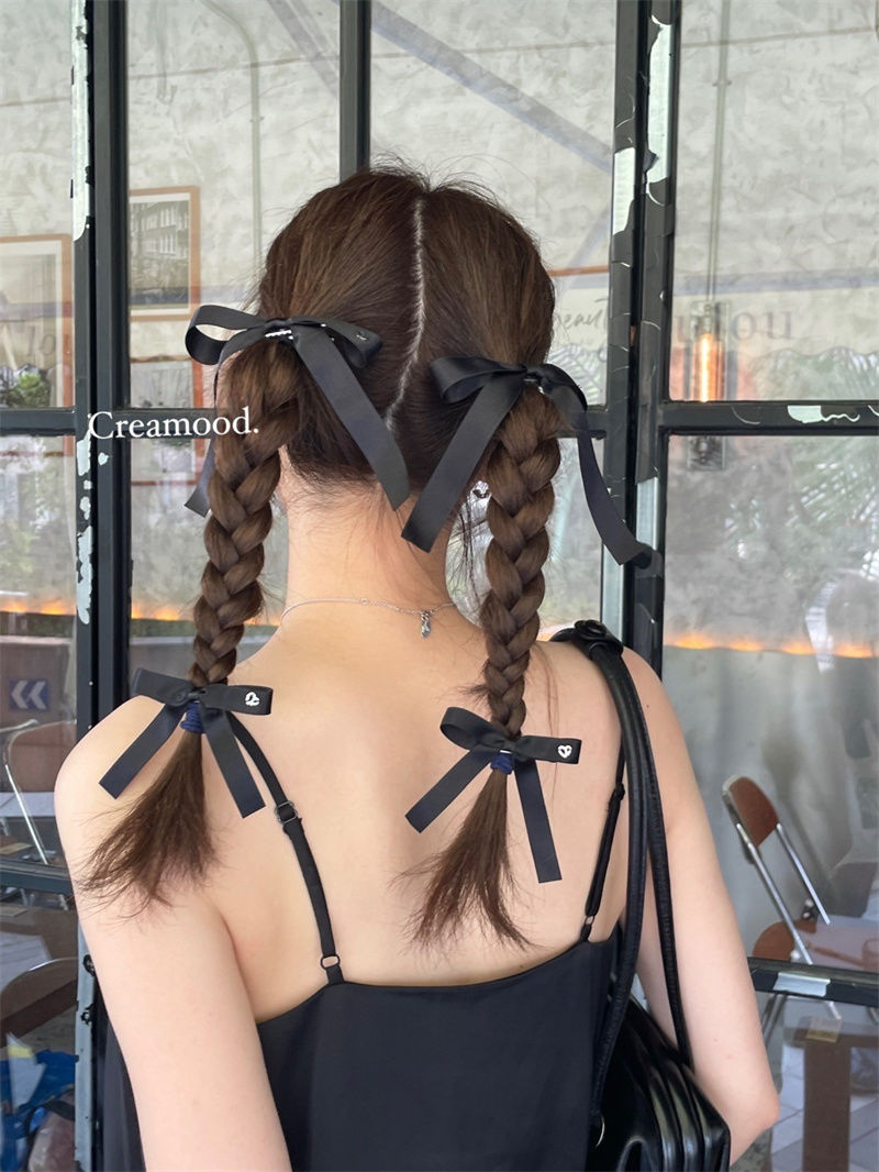 Original Japanese webbing black and white gray bow size duckbill clip ballet girl wind streamer braided hair headdress