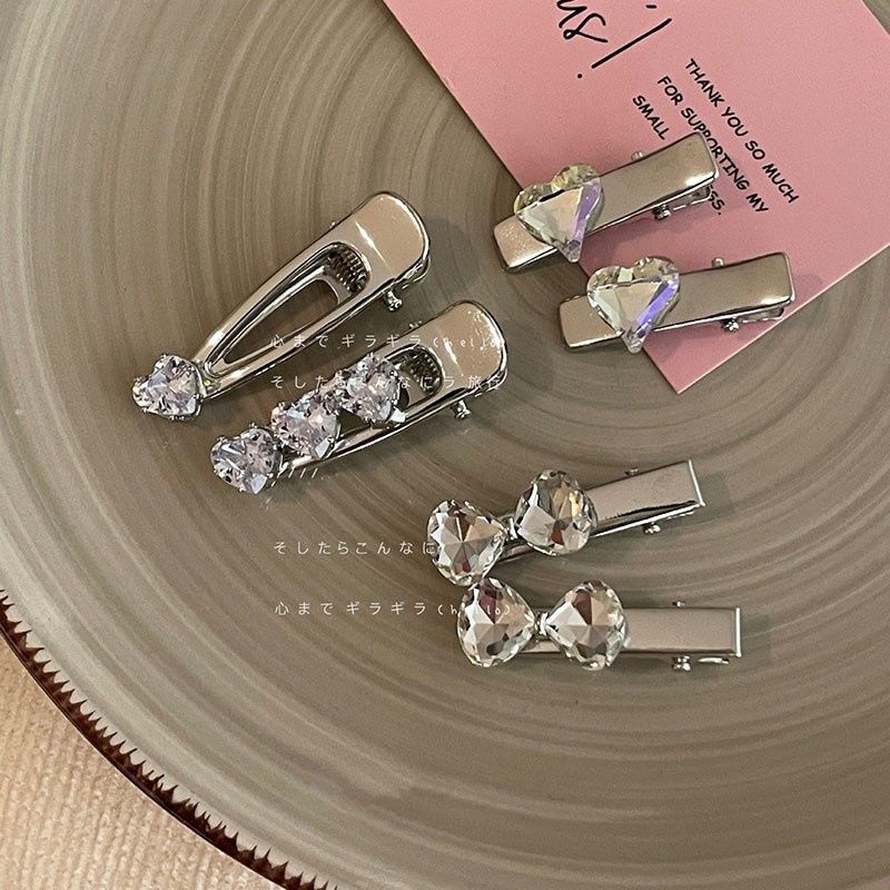 Sweet and cool girl exquisite rhinestone love side clip hair clip headband broken hair bangs clip 2023 new hair accessories for women