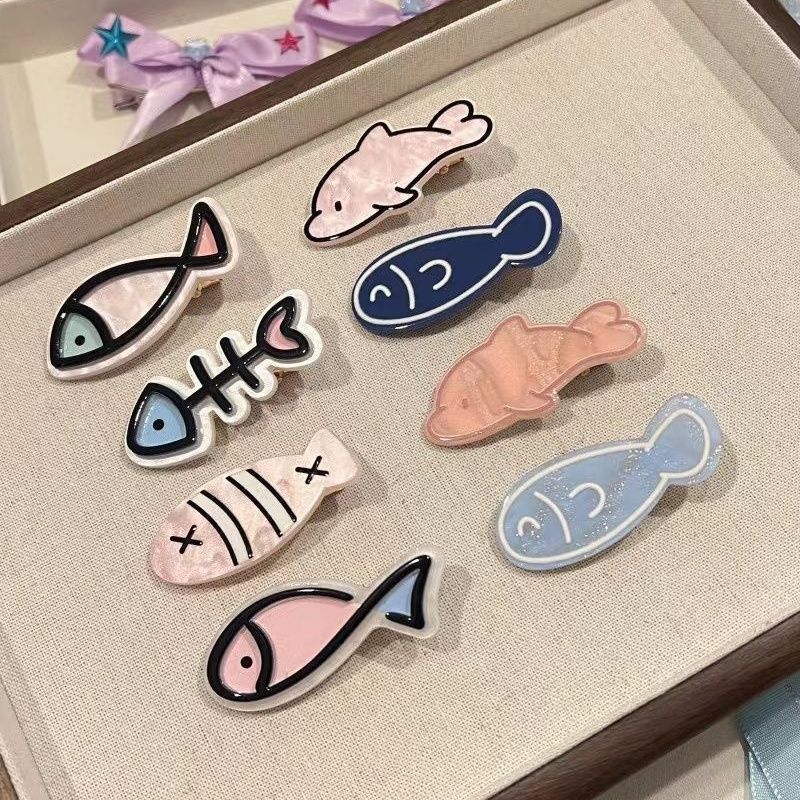 Girly new ocean series side clip cute fish hair clip fish bone bangs clip hair accessories headdress