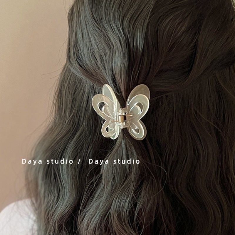 Butterflies stop in the hair~Romantic jelly acetate hollow bow clips with high-end sense of fairy bangs