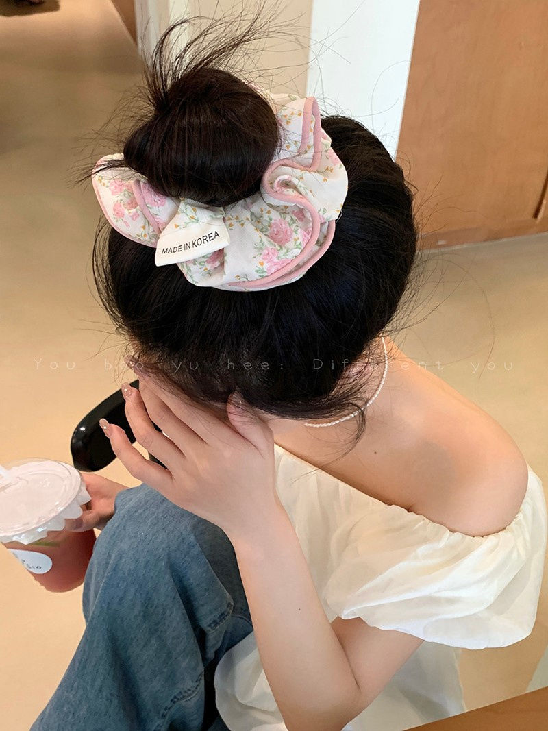 Mori Xianmei Broken Flower Large Intestine Hair Ring Female 2023 New Style Ball Head Temperament Head Rope Summer Simple Headwear