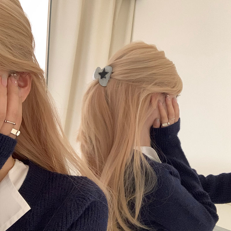 Y2K hot girl fashionable five-pointed star high ponytail grab clip contrasting color star back head hair bun grab subculture hair accessories
