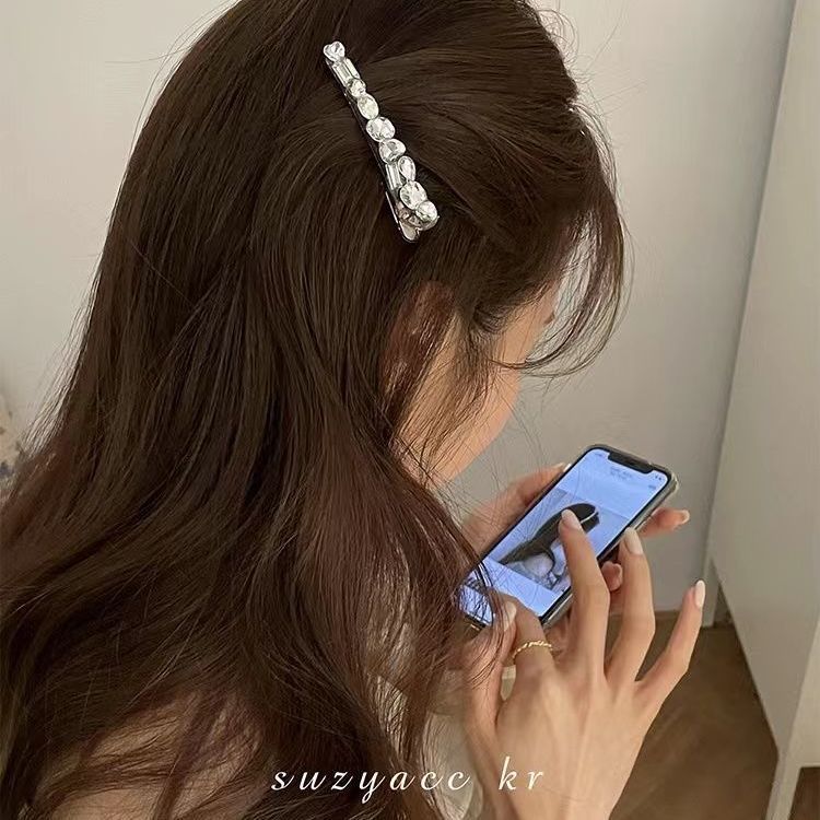 Simple and high-end super flash rhinestone hairpin duckbill clip for women 2022 Internet celebrity new bangs side clip on the back of the head