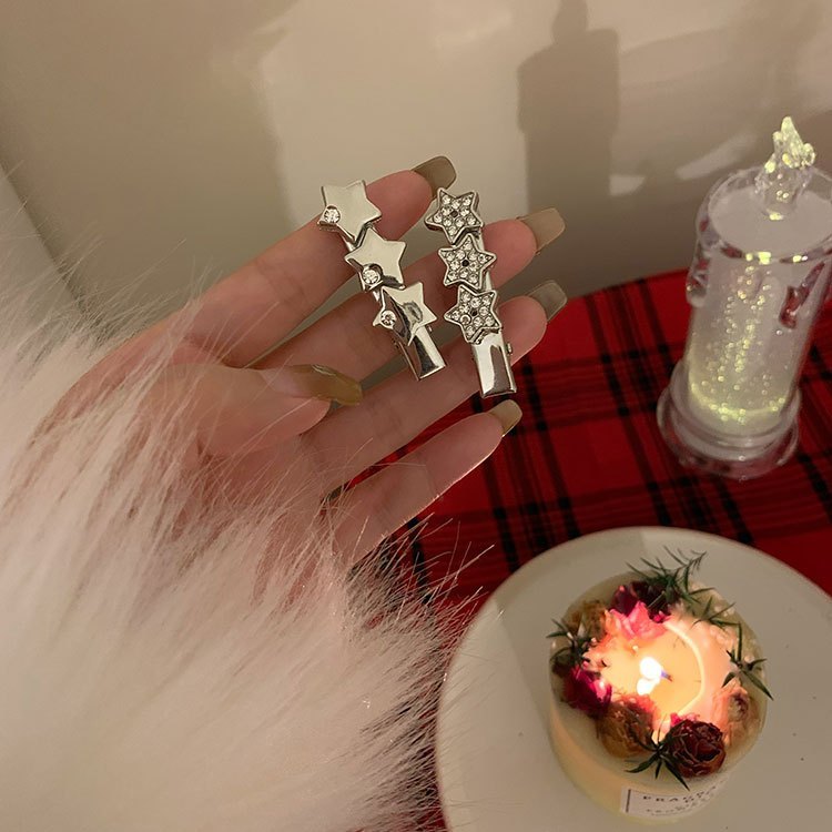 Super flash star rhinestone hairpin ins wind sweet cool hot girl hairpin five-pointed star bangs clip side clip broken hairpin female