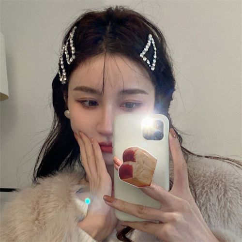 South Korea's light luxury white rhinestone hairpin  net red new style exquisite side clip back head clip headdress