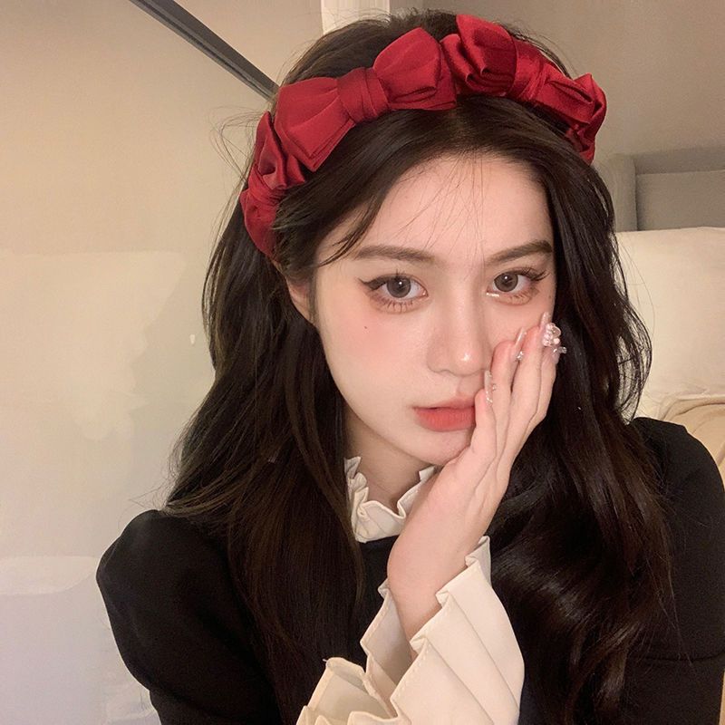 French retro bow headband hairpin female internet celebrity 2022 new hair accessories high-end versatile outdoor hairband