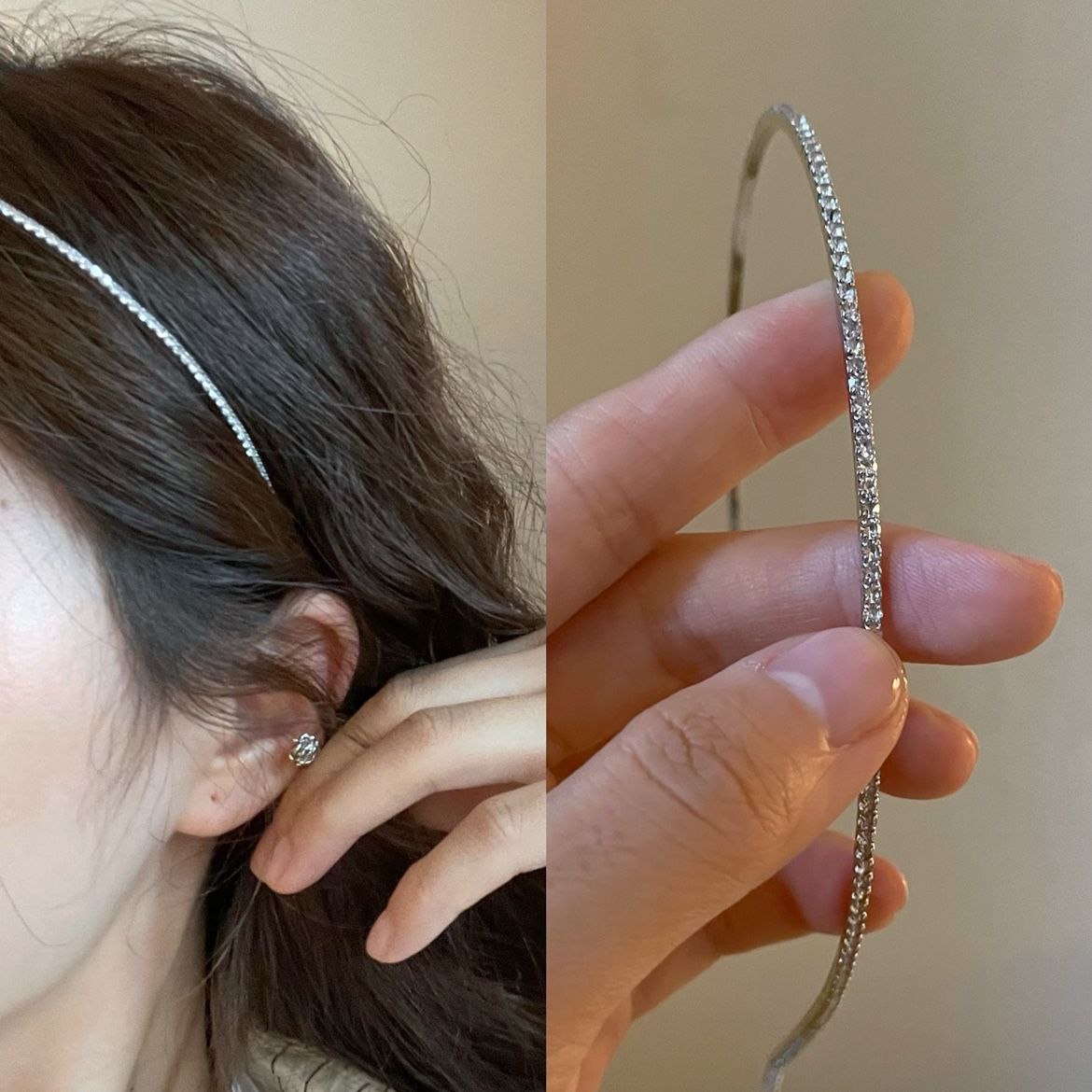 Exquisite blingbling thin full diamond zircon extremely simple sparkling diamond hair hoop fairy head hoop hair accessories for women