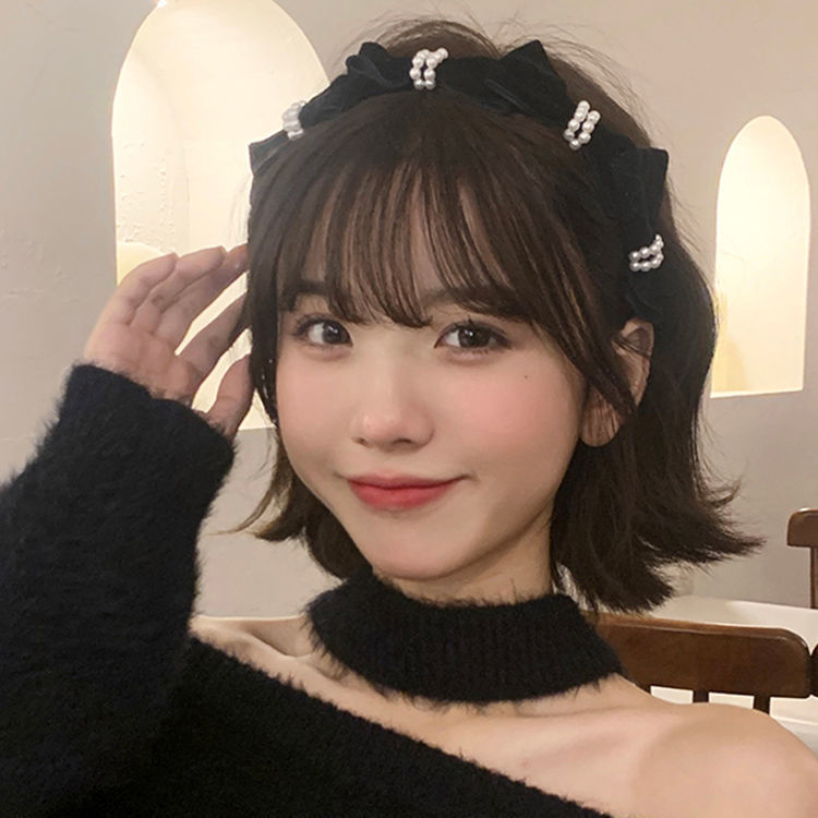 French retro velvet pearl headband for women, gentle temperament headband, internet celebrity 2021 new versatile outdoor accessories