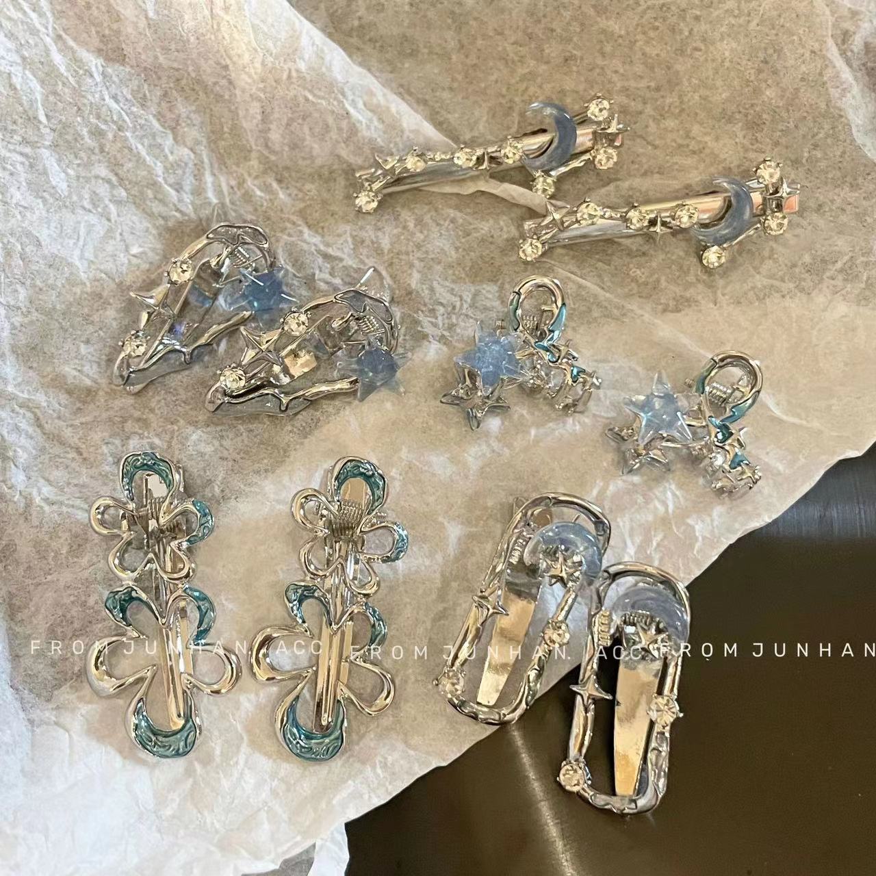 Star Ocean Princess blue star hairpin duckbill clip sweet clip side bangs clip clip hair accessories