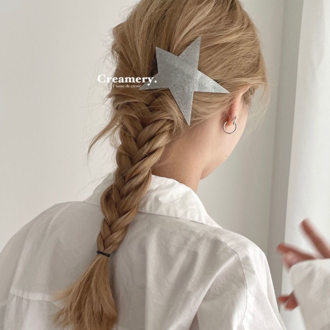 Women's group style silver super flash irregular star hair clip spring clip one word clip hot girl super cool fashionable side clip female