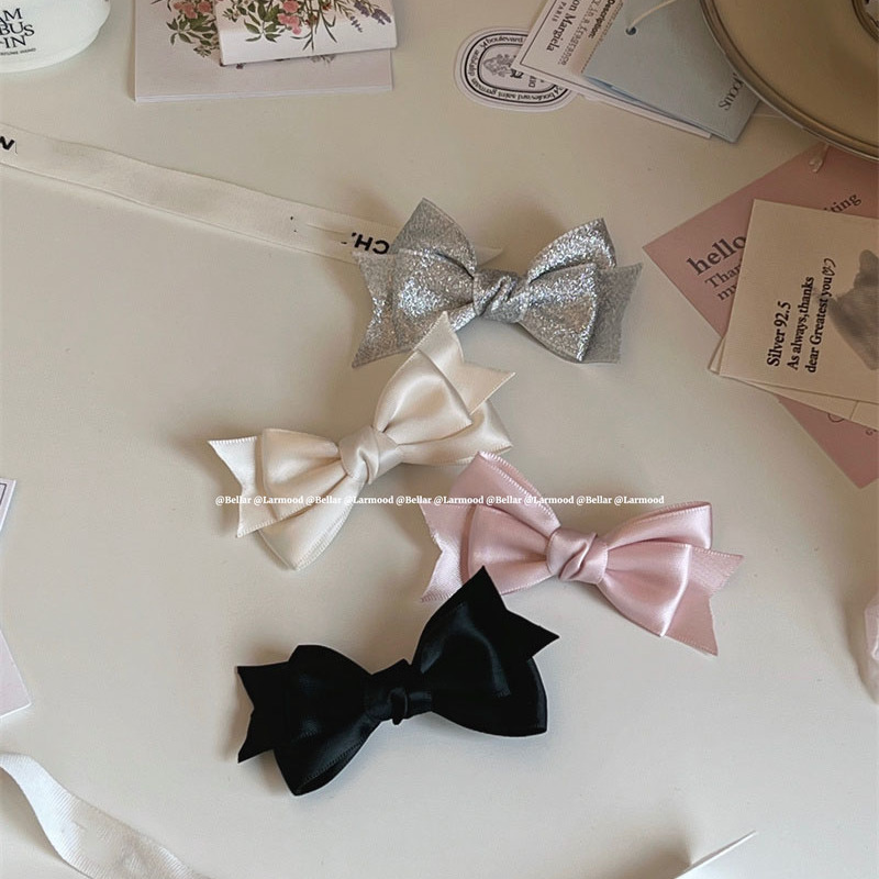 Korean Sweet Bowknot Hair Ornament Super Fairy Liu Hai Side Clip High Ponytail Hairpin Temperament French Hair Ornament New Women