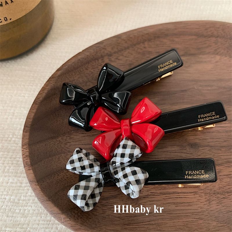 Retro girl bow side clip hair accessories ins college wind broken hair bangs clip duckbill clip hair clip female minority