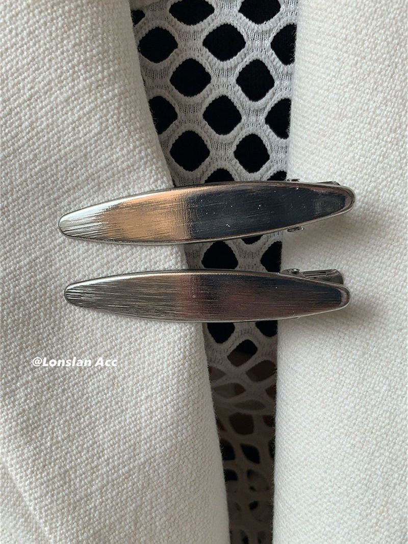 Retro French textured silver hair clip, versatile and cute bangs clip, unique niche ins style side clip