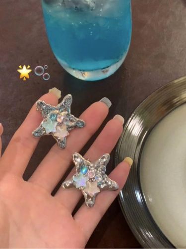 Hot girl y2k star hairpin duckbill clip high-value starfish metal five-pointed star hairpin with diamond bangs clip side clip
