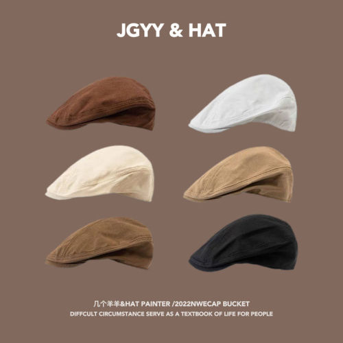 Vintage progressive hats for men and women shopping peaked caps shopping spring and autumn Japanese retro beret female British painter hat