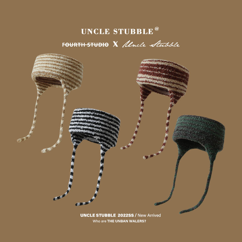 Ear protection headband for girls Korea Dongdaemun Dopamine sweet striped headband hot girl autumn and winter warm knitted headband