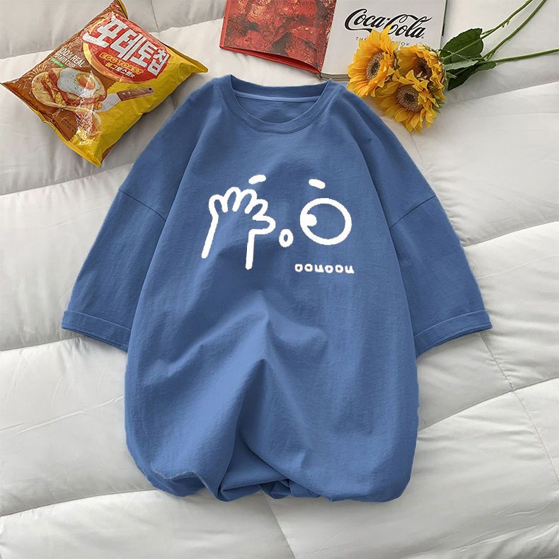 Pure cotton short-sleeved Korean version for female students, loose and stylish, high-end 2022 summer new model, gentle salt style ins college style t