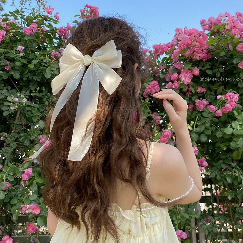 Big bow clip headband hairpin women's back head Internet celebrity 2023 new trendy ribbon temperament hair accessories top clip