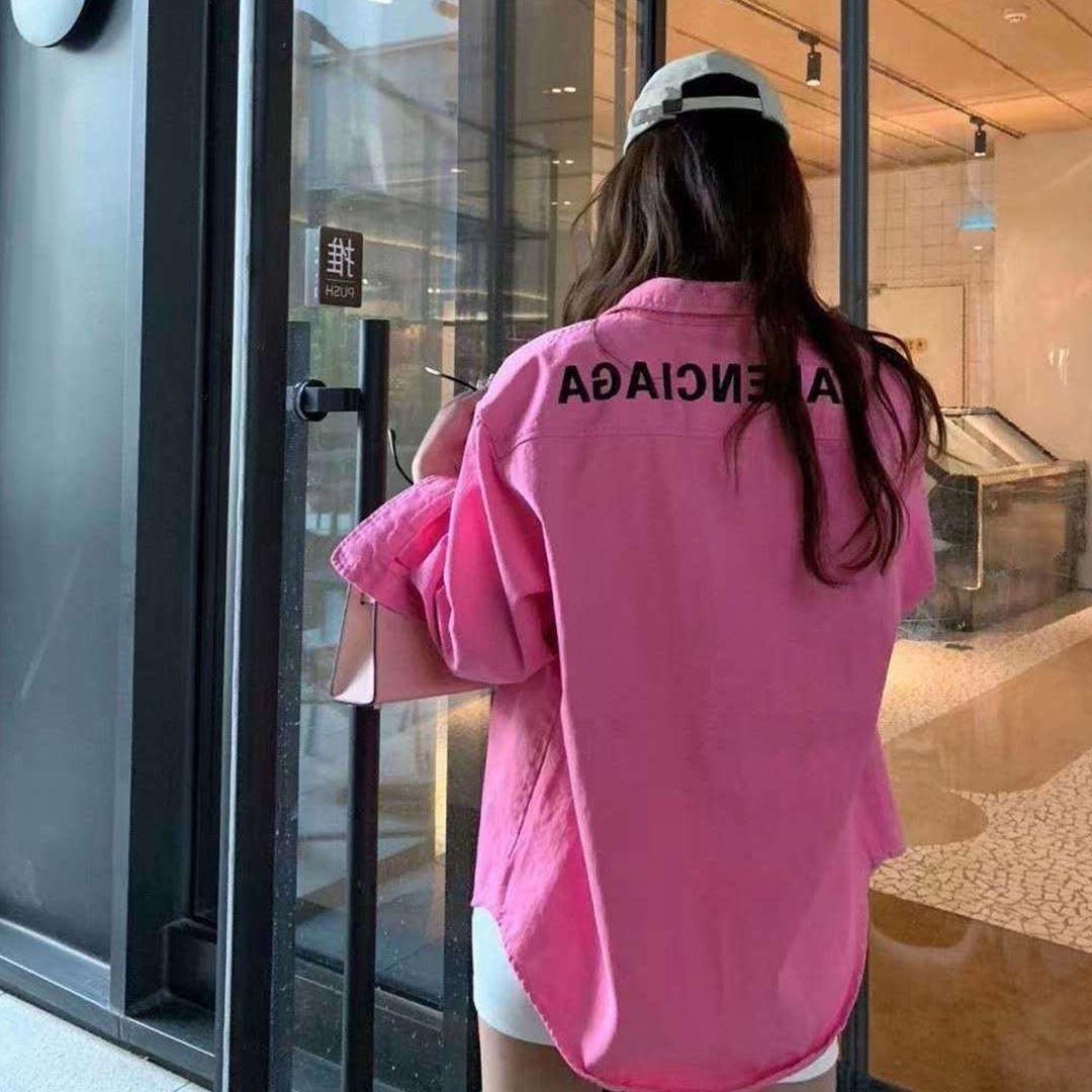 Pink denim thin jacket female Internet celebrity popular spring and autumn new Korean style loose and versatile letter embroidered denim jacket trend