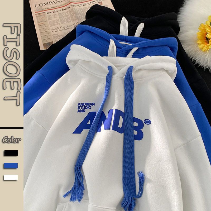 Super hot Klein blue sweatshirt for women 2023 new winter loose and versatile top ins trendy couple hooded jacket