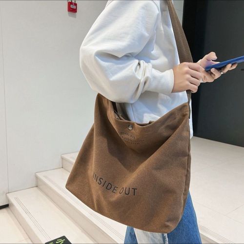 Canvas bag women's new ins forest style versatile college student class bag tutoring canvas messenger bag large capacity school bag