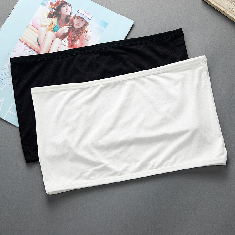 Strapless solid color underwear for schoolgirls and girls, anti-exposure wrapped chest tube top, gathered sexy anti-slip bottoming short style