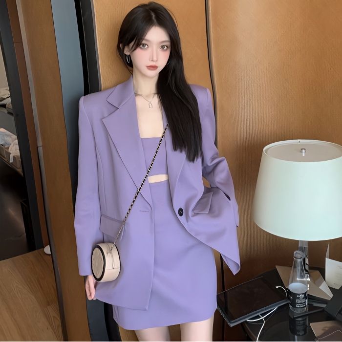 2023 Spring and Autumn Plus Size Women's Clothing for Fat mm New Slim Suit Suit Feminine Sling Dress Two-piece Set