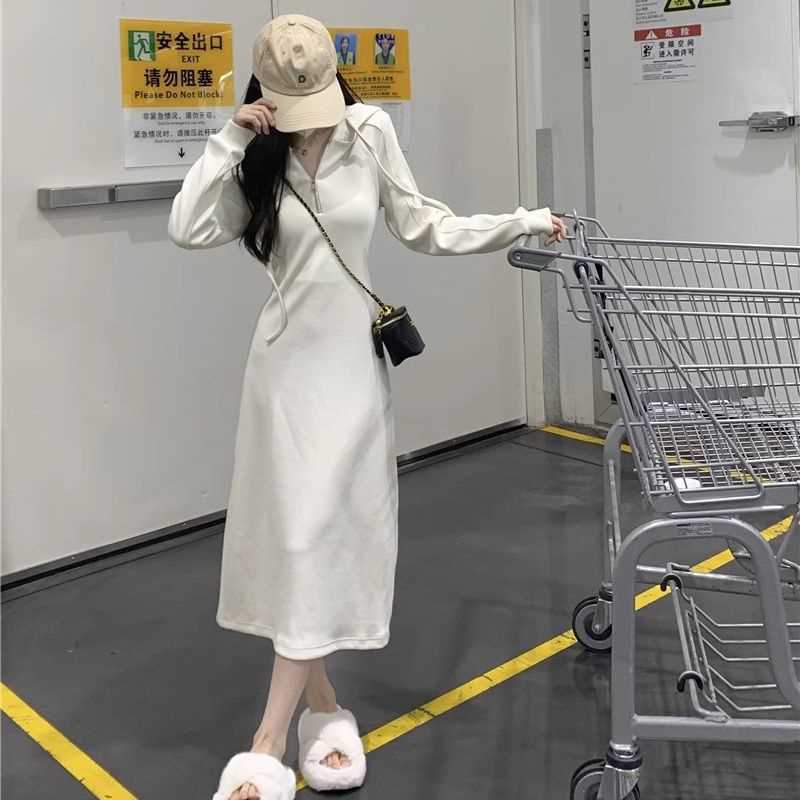 French style sweatshirt dress early autumn 2023 new women's long skirt with coat and bottoming long skirt