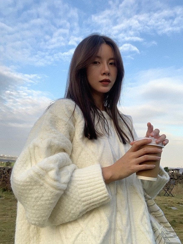 圓領純色加厚毛衣女2023新款秋冬寬鬆外穿慵懶風麻花針織套頭上衣
