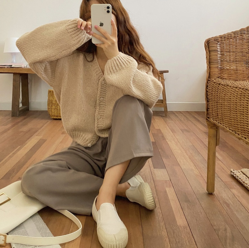 韓國東大門ins博主2023年新薄款早春秋打底衫毛衣開衫上衣外套女