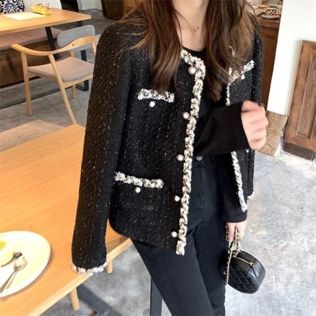 French socialite small fragrant style jacket for women spring and autumn versatile 2023 new Korean style loose short top for small people