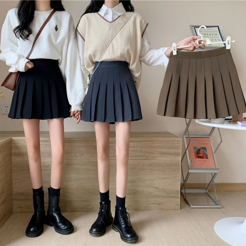 [Safety Pants + Elastic 6CM + Zipper] New College Style High Waist Slimming JK Pleated Skirt A-Line Skirt