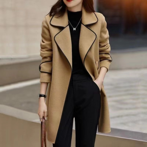 Welfare high-end handmade double-sided velvet coat women's mid-length  new style loose and slim woolen coat