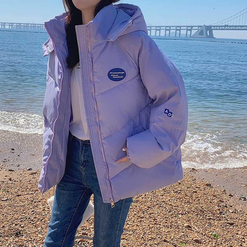 Actual shot of 2023 down winter new live broadcast small short women's bread coat hooded cotton-padded jacket