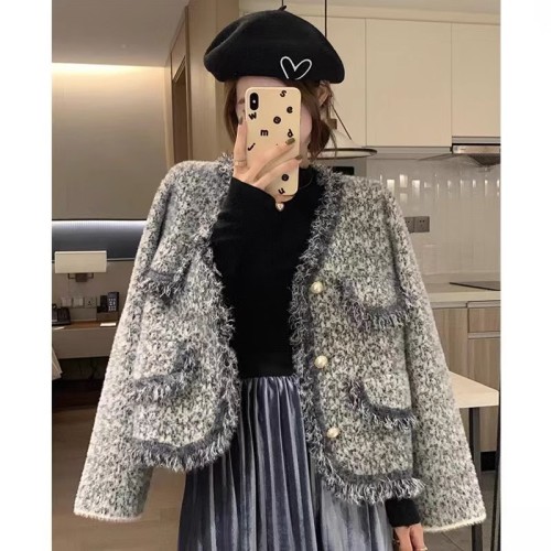 Large quantities of Tmall quality high-end mink velvet sweater Xiaoxiang celebrity style knitted cardigan jacket