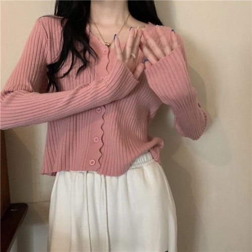 Regular size Tmall quality #loose high-waisted short early autumn knitted cardigan jacket for women