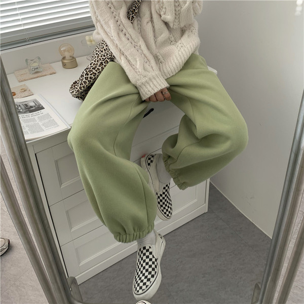 Women's new velvet pants, autumn and winter Korean style ins leggings trousers, loose sports casual pants, trendy