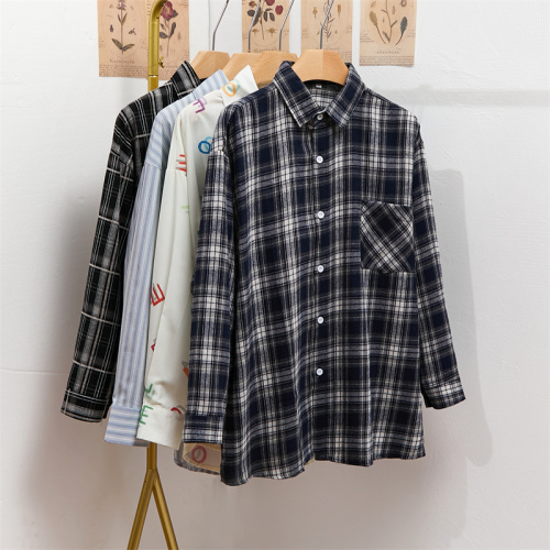 [Original yarn-dyed fabric]  new plaid shirt for women small, loose retro long-sleeved shirt jacket