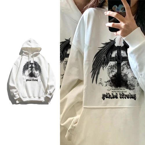 Official photo exclusively for Tmall [Chinese Cotton Composite Silver Fox Velvet] Trendy Brand Personalized Printed Hooded Sweatshirt