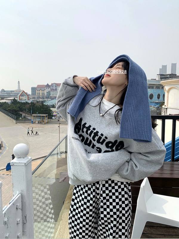 實拍 三標齊 加絨字母印花圓領美式衛衣寬鬆休閒中長款上衣