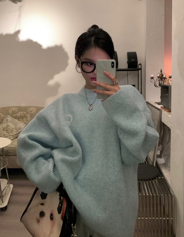 實拍監控 奶乎乎の仙女奶芋藍 冬日單穿不冷！親膚抗寒重工毛衣
