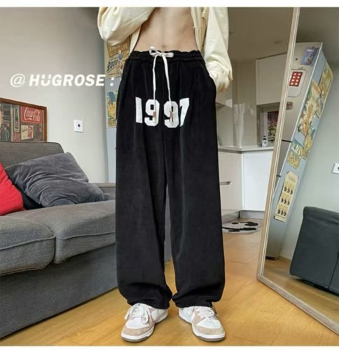 Spring and autumn 1997 design niche simple casual pants men's oversize national trend drape loose wide-leg trousers