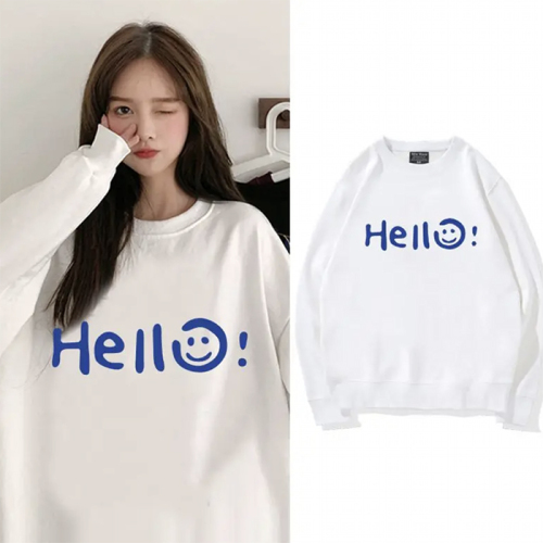 Official photo exclusively for Tmall [Chinese Cotton Composite Silver Fox Velvet] Autumn and Winter Letter Printed Round Neck Sweatshirt