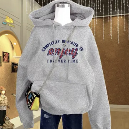 Exclusively for Tmall [Chinese Cotton Composite Silver Fox Velvet] Autumn and Winter Personalized Letter Printed Hooded Sweatshirt