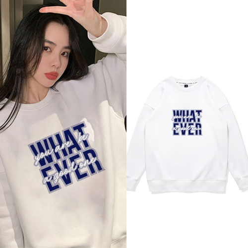 Official image exclusively for Tmall [Chinese Cotton Composite Silver Fox Velvet] Creative Letter Printed Round Neck Sweatshirt